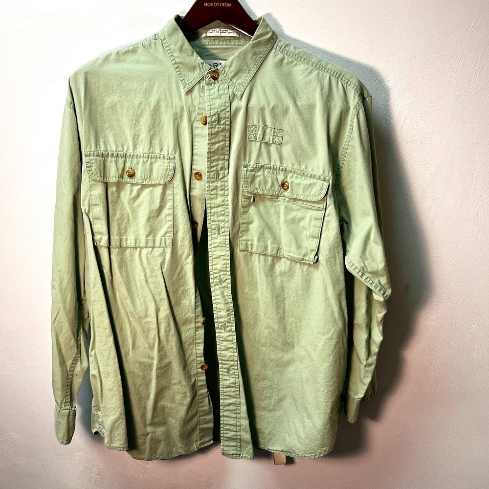Orvis light green lightweight cotton long sleeve shirt - L